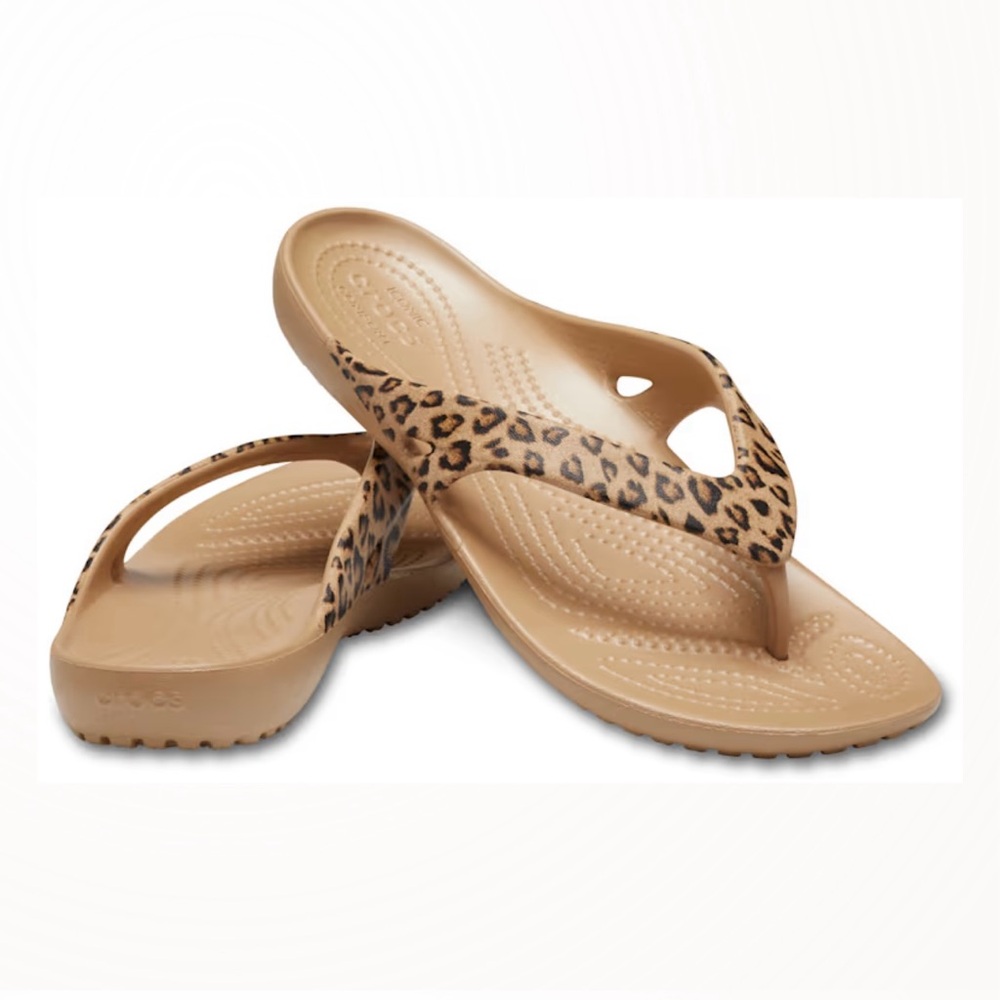 CROCS Beige Leopard Pattern Sandals